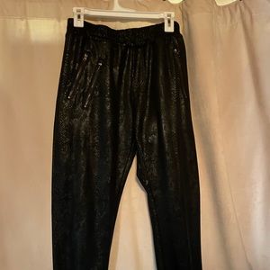 Black snake skin print joggers